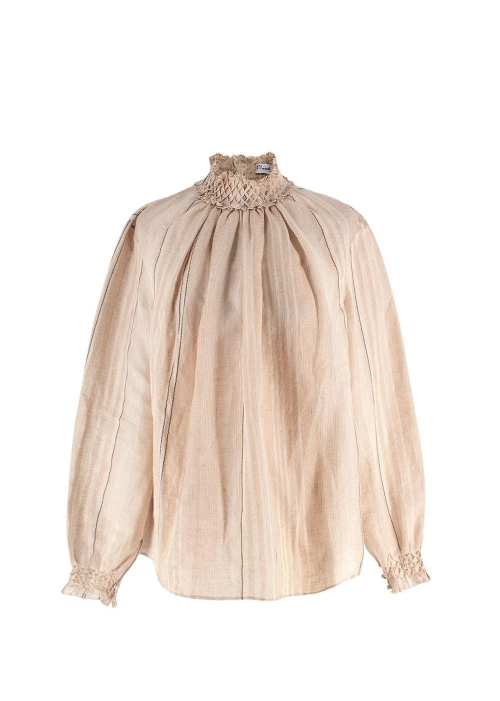 Dior Pre-Loved Beige Linen Blend Striped Blouse
