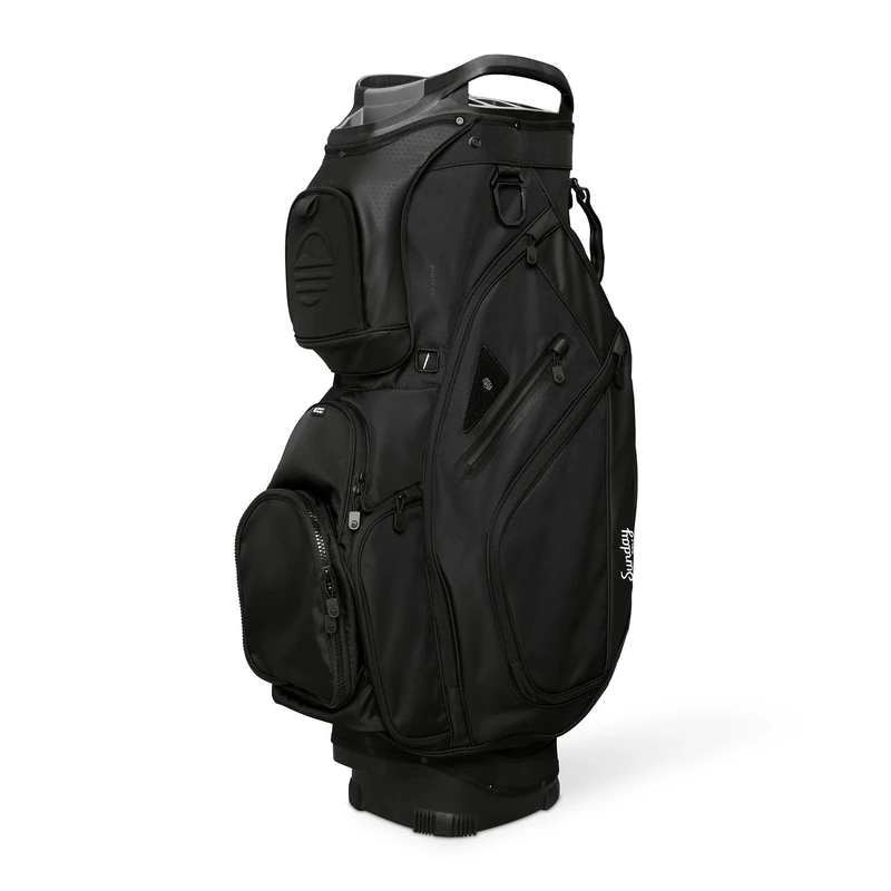Sunday Golf Bag Big Rig Large Golf Stand Bag Ultra-Light 14-Way Divider Cart Bag with 12 Pockets, Rain Cover, and Stable Base – Ideal for Trolleys or Buggies Golf Bags for Men & Women - Matte Black