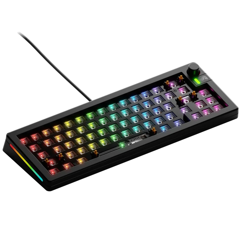 Glorious Gaming - GMMK 3 Barebones: keyboard with knob, 65% mechanical keyboard, seal system, 5 pin MX switches with hot swap, sound absorbing foam, aluminum reader, ANSI - Black