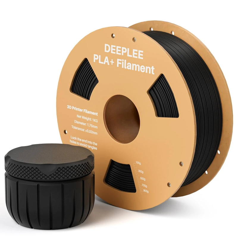 DEEPLEE PLA Plus 1.75mm Filament Black 1kg, PLA+ 3D Printer Filament with Dimensional Accuracy +/- 0.02mm, Fits for Most FDM 3D Printers