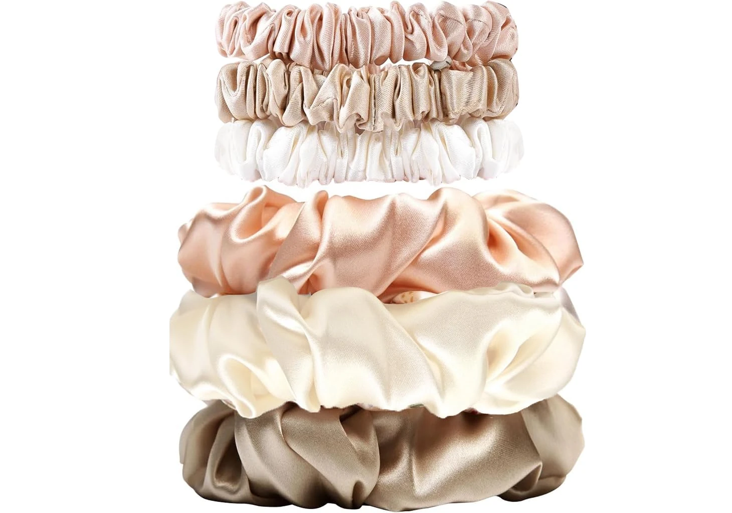 LilaLemon 6Pcs Silk Hair Scrunchies for Women, Lengthening Satin Scrunchies Hair Ties, Soft and Silky Hair Accessories for Girls, Hair Band Ponytail Holders Won't Snapped Elastic