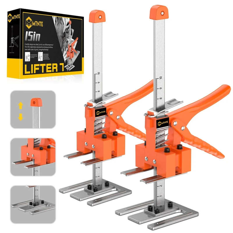 Mtnte Labor Saving Handle 2 Pack,15 in Construction Jack, Wall Tile Locator, Multi-Function Height Adjustment Lifting Device, Door Panel Lifting Cabinet Jack,Raised 10 in,Load 560 LBS [Upgrade]
