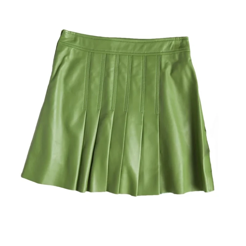 Dvbfufv Women Winter All-Match Leather Mini Skirt Ladies Sexy Pleated Skirt Slim Skirt