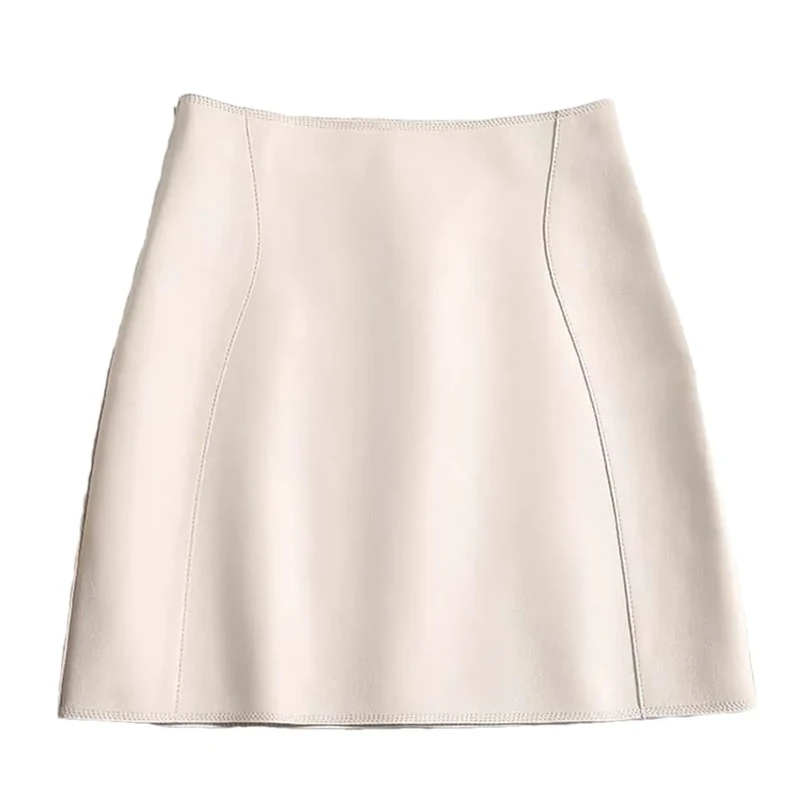 Dvbfufv Women Street Sexy Mini Leather Skirt Women Spring Korean Fashion High Waist A-Line Skirt