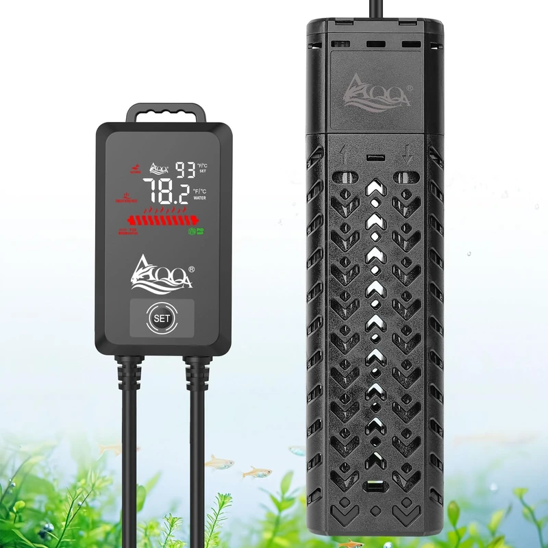 AQQA Aquarium Heater,1000W Submersible Fish Tank Heater,with Over-Temp Protection & Explosion-Proof Quartz Glass,Submersible Aquarium Heater with LED Thermostat Controller,for Fish Tank 500-1000L