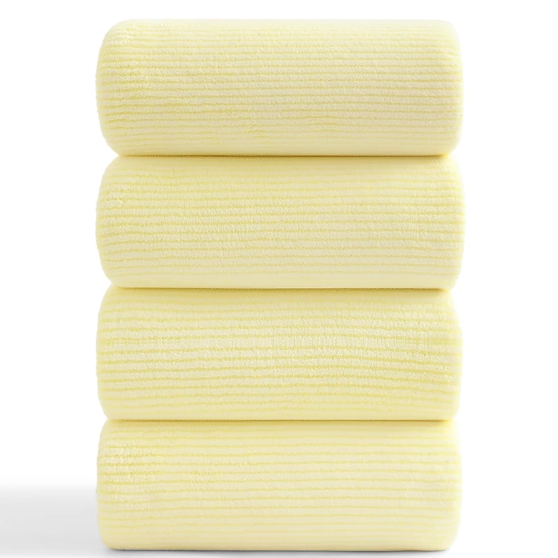 4 Piece Bath Towel Set 35"x70"Oversized Bath Towel for Bathroom Ultra Soft Fluffy Extra Large Bath Sheet Luxury Premium Bathroom Towel Highly Absorbent Quick Dry Shower Towel for Hotel Spa,Yellow