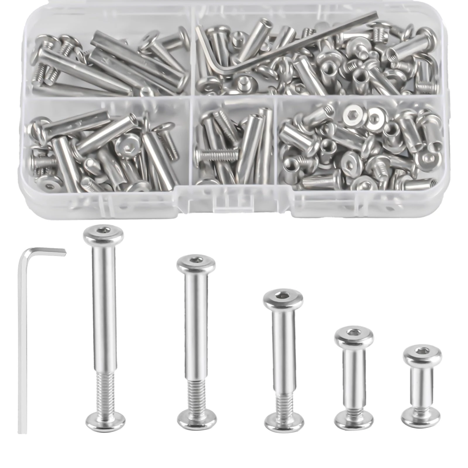 56 Set M4 Cupboard Joining Bolts Screws, Furniture Connecting Screws, Furniture Post Screw, Binding Bolts for Kitchen Cabinet Cupboard Connectors