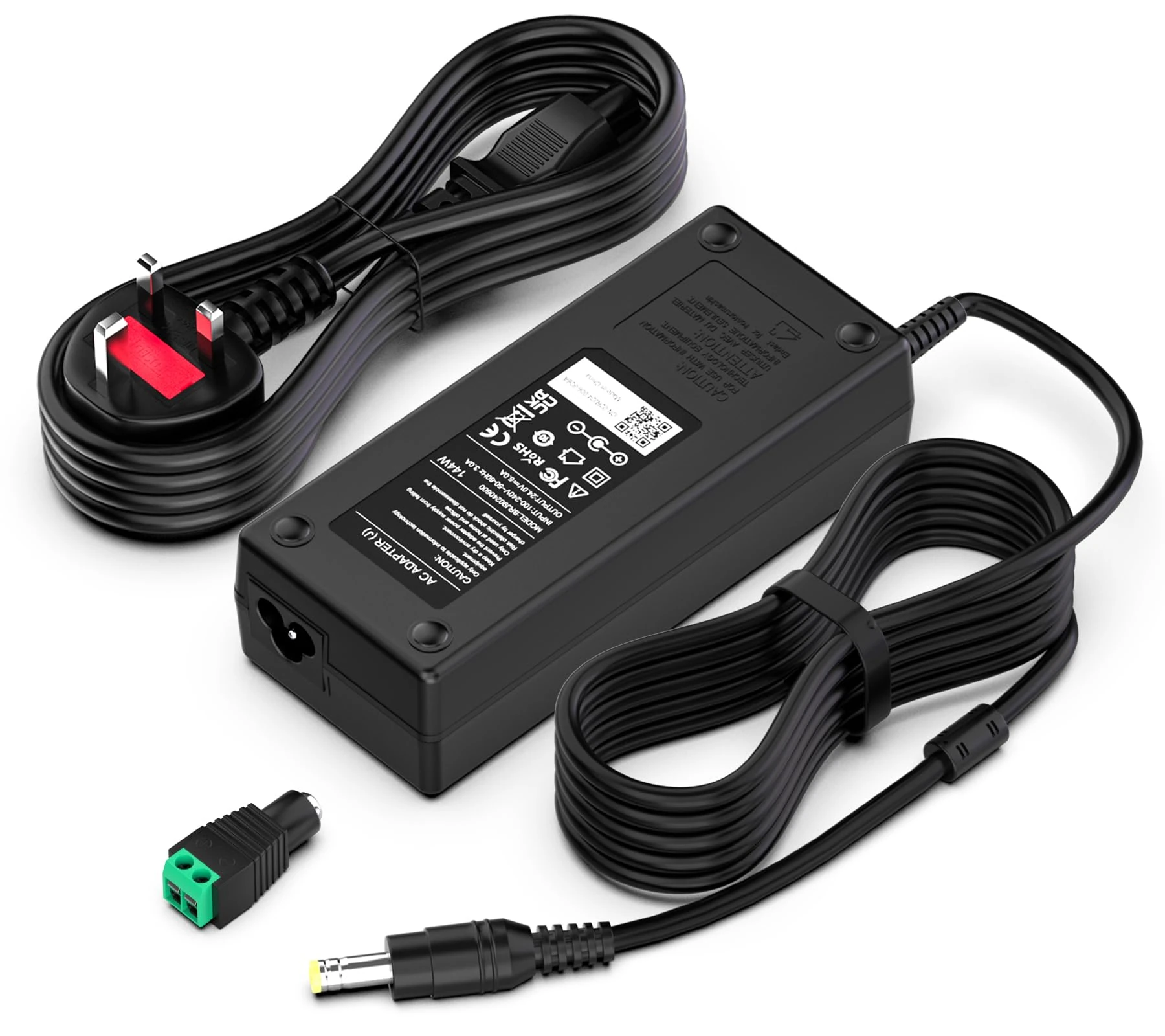 shefor 24V 6A 144W Power Supply Cable Adapter Compatible With LED Strip Light,Security Cameras,LED Drivers,CCTV Security System, 3D Printers,LCD Monitors,Routers,UK plug,Wall Charger5.5 * 2.5mm