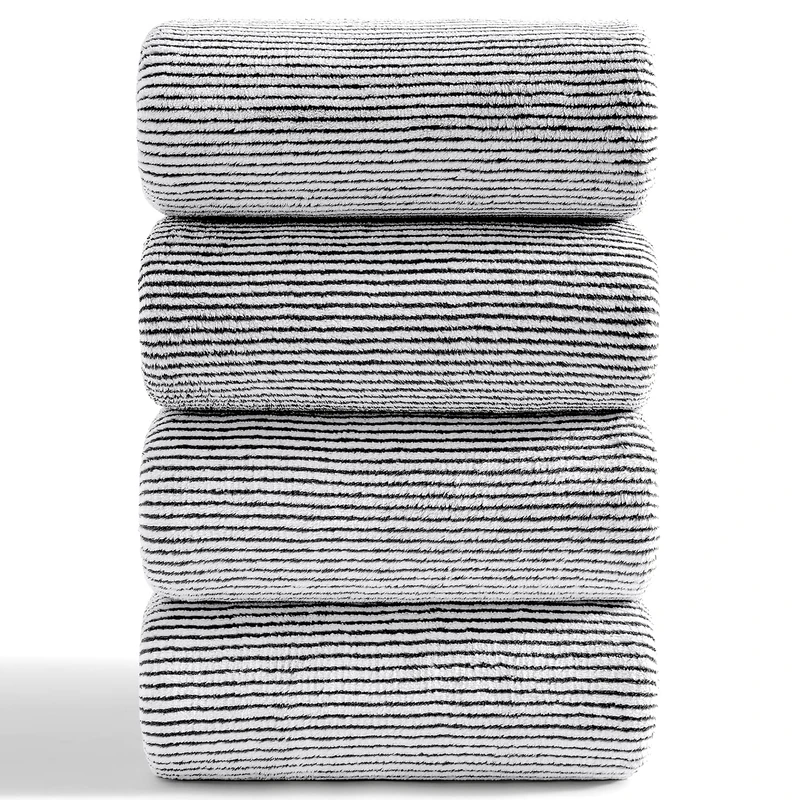 4 Piece Bath Towel Set 35"x70"Oversized Bath Towel for Bathroom Ultra Soft Fluffy Extra Large Bath Sheet Luxury Premium Bathroom Towel Highly Absorbent Quick Dry Shower Towel for Hotel Spa,Black White