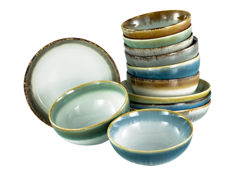 CreaTable, 24225, Cascade Series, 12-Piece Geschirrset für 12 Personen, Bowl Set aus Steinzeug, Spülmaschinen- und Mikrowellengeeignet, Qualitätsproduktion
