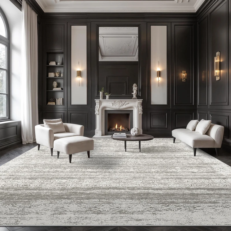 Miukiki 8x10 Area Rugs, Modern Abstract Rug with Non Slip Backing, Stain Resistant Washable Rugs, Non-Shedding Area Rug for Living Room (Grey, 8'x10') - Image 1
