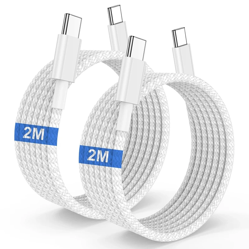 USB C Charger Cable 2M for iPhone 17 16 15, Extra Long USB C to USBC Fast Charging Lead, 60W Type C Fast Charge Cord for Apple iPhone 17 Air/17 Pro Max/16 Pro Max/15 Plus/15 Pro,iPad Pro/Mini,Samsung