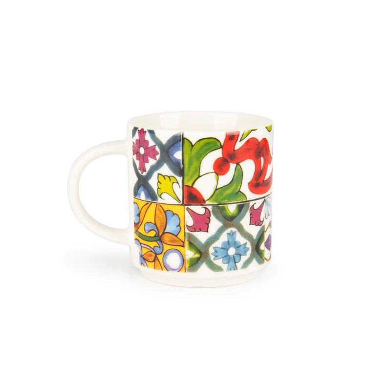 Excelsa Lisbona Espresso Cups Set of 6, Porcelain, Capacity 100 ml, Multicoloured