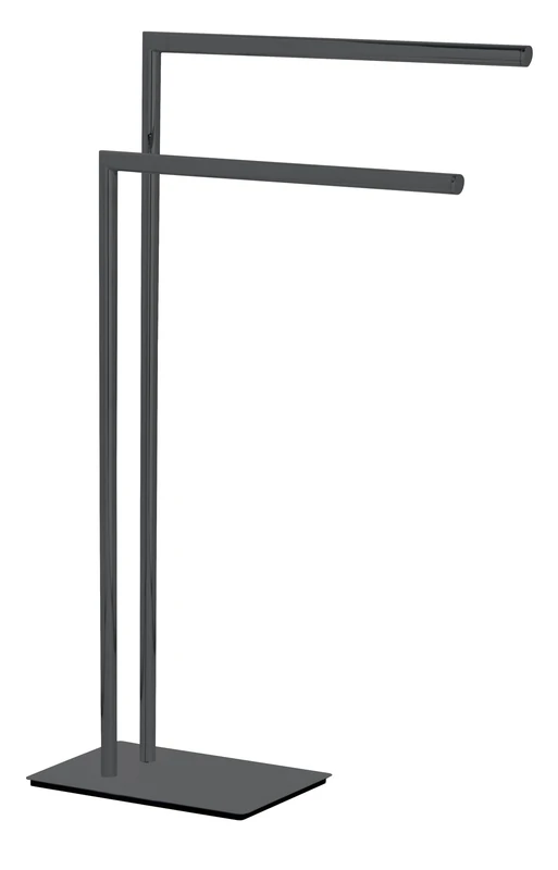 WENKO Recco Hand Towel Rack, Freestanding Towel Rail with 2 Arms, Stable Base Plate, Solid Steel, 48 x 80.5 x 20 cm, Black