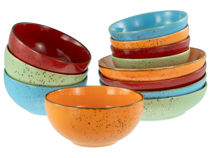 CreaTable, 24223, Nature Collection Mediterranean Series, 12-Piece Geschirrset für 12 Personen, Bowl Set aus Steinzeug, Spülmaschinen- und Mikrowellengeeignet, Qualitätsproduktion