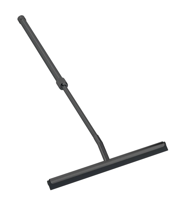 WENKO Telescopic Bathroom Wiper Black Shower Squeegee Extendable Stainless Steel and Zinc Die-Cast Double Rubber Lip for Streak-free Wiping