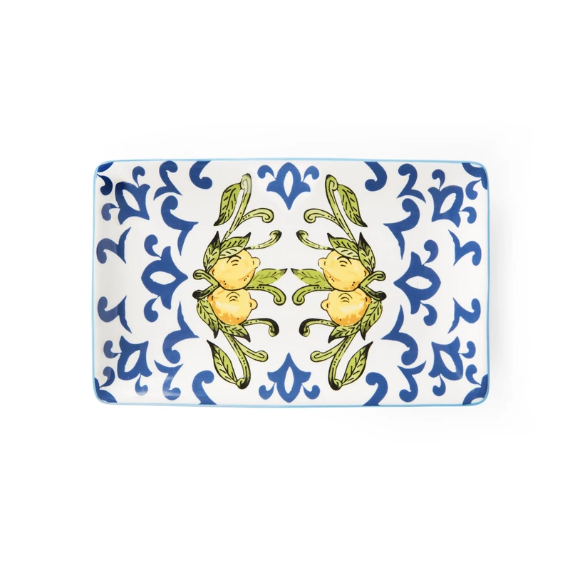 Excelsa Amalfi Set of 6 Serving/Aperitif Plates, Ceramic, 20 x 12.5 cm, Multi-Coloured - Image 1