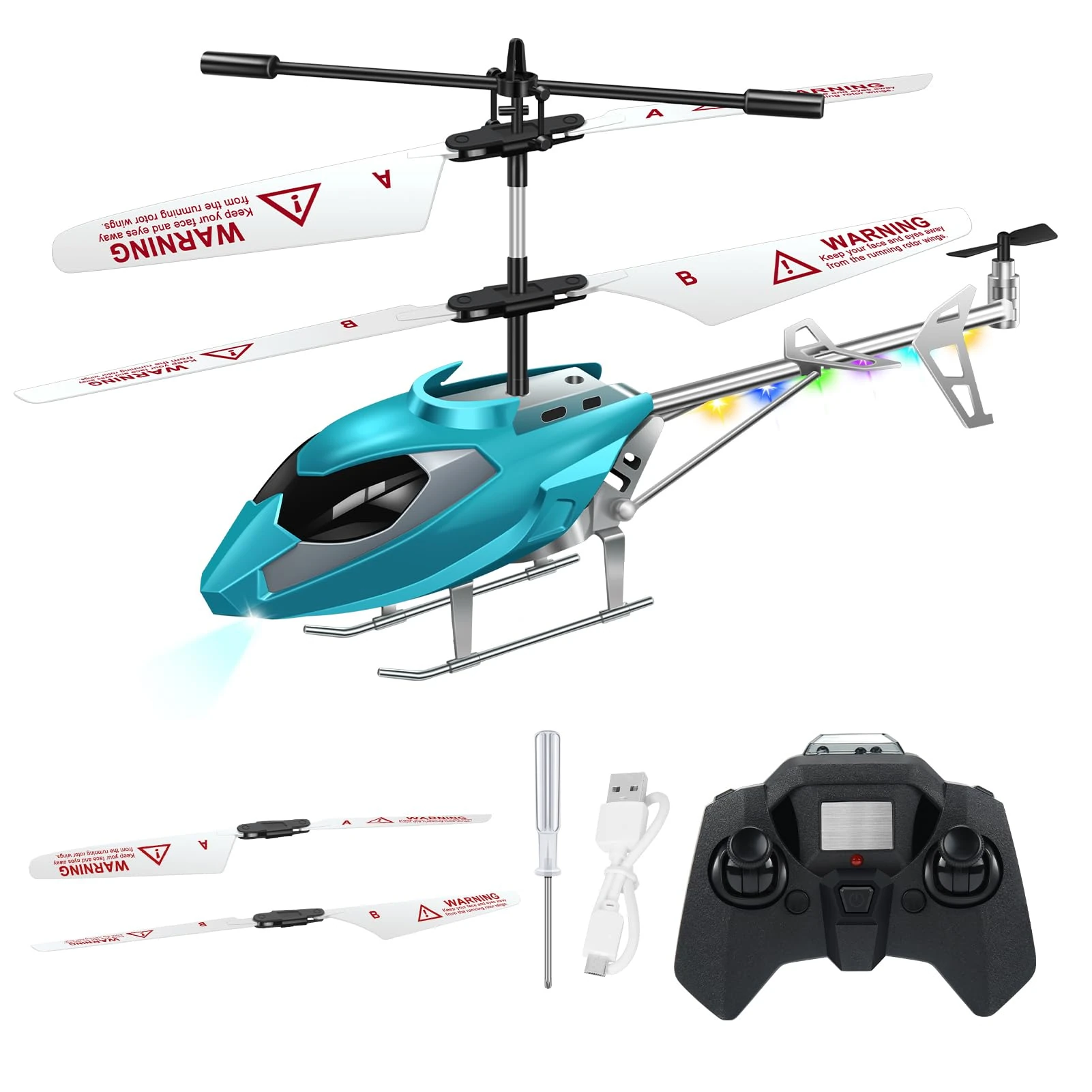 2.4G GHz RC Helicopter with Gyro & LED Light, 3.5 Channel Remote Control with Fixed Height, One-Key Take-Off, High & Low Speed - Indoor Flying Gifts for Adult Kid Beginner Boys