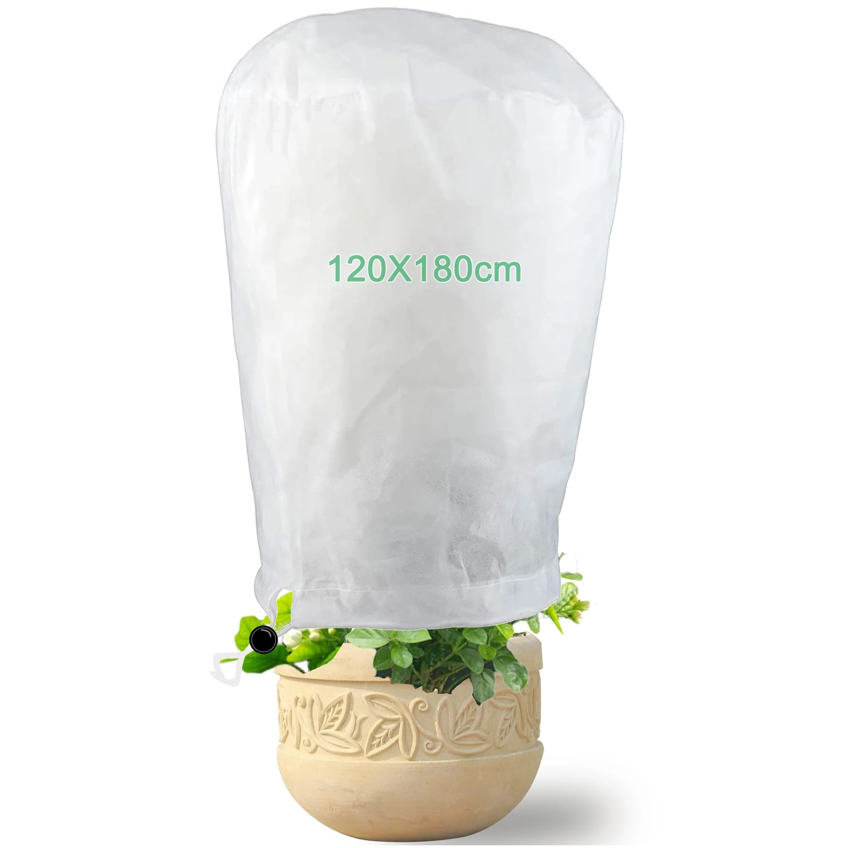 Akuoly Winter Protection Cover Winter Fleece for Plants Frost Protection Plant Cover Pot Plant Bag 180 x 120 cm, White