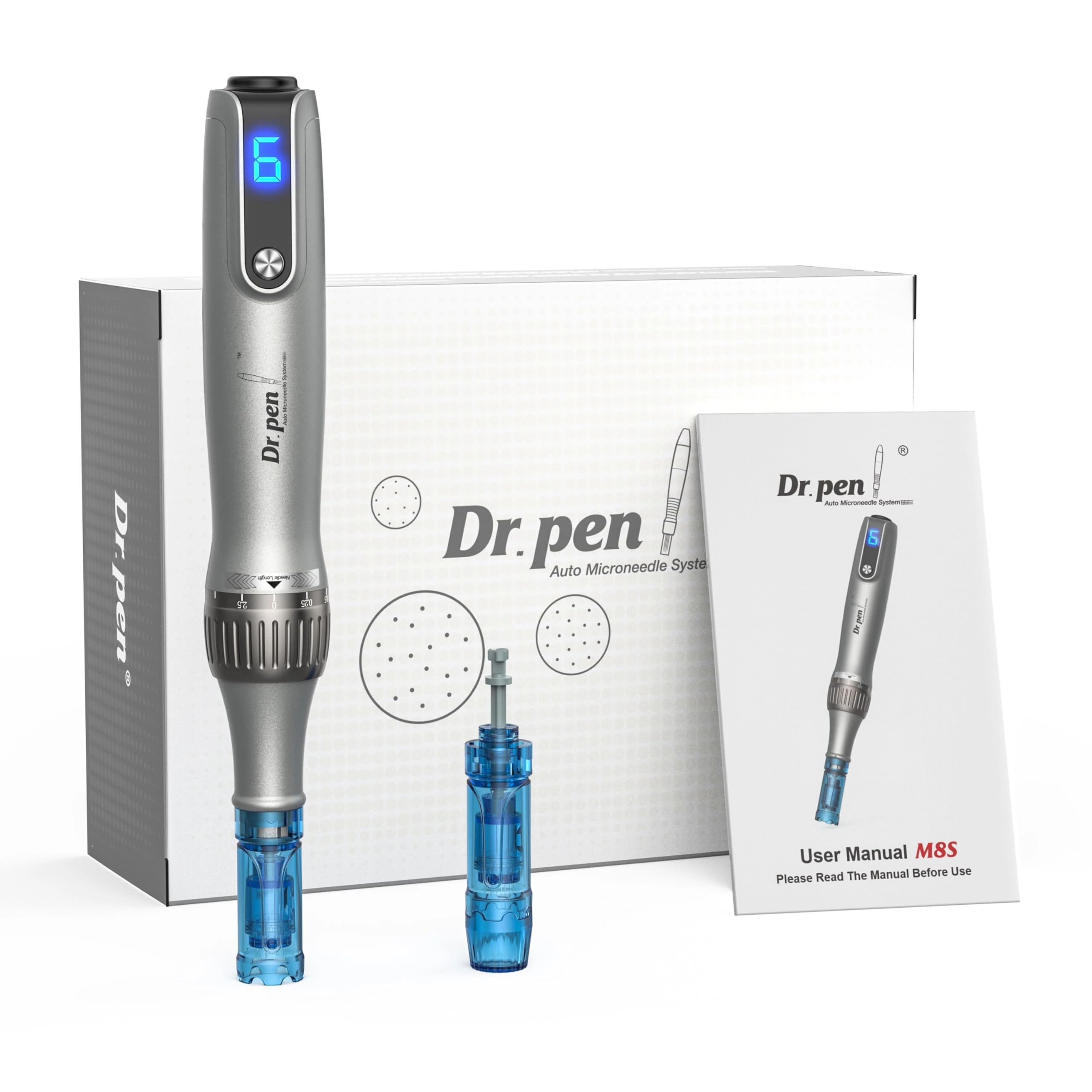 Derma Pen Microneedling Kit M8S - Adjustable Micro Needles, Rechargeable, Professional Skin Care Tool for Face