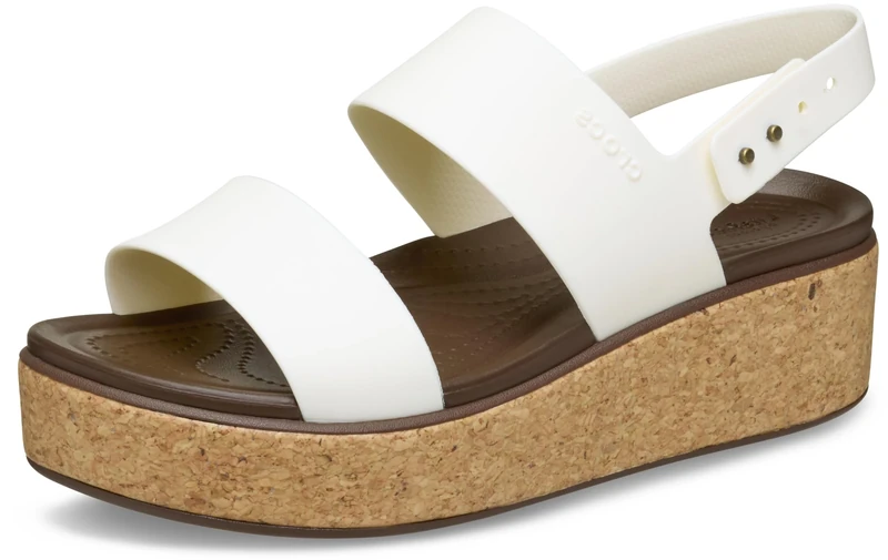 Crocs Women Sandal, Brooklyn Cork Low Wedge, Chalk, 2 UK Women