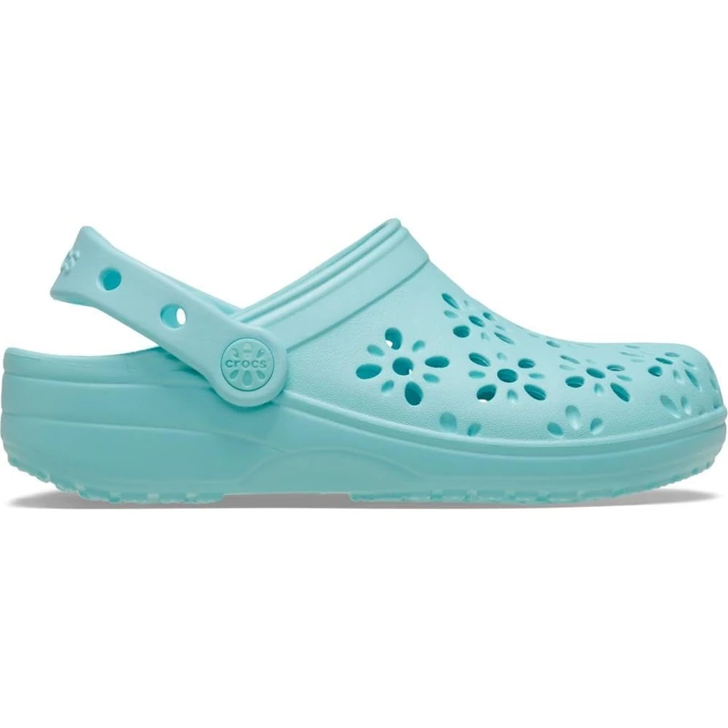 Crocs Unisex Kids Clog, Classic Floral Cut Out Clog K, Aquamarine, 12 UK Child