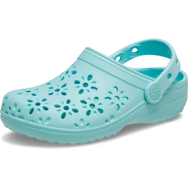 Crocs Unisex Kids Clog, Classic Floral Cut Out Clog T, Aquamarine, 9 UK Child