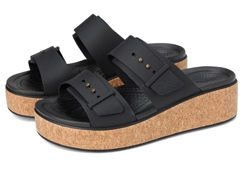 Crocs Women Sandal, Brooklyn Cork Buckle, Black, 6 UK Women