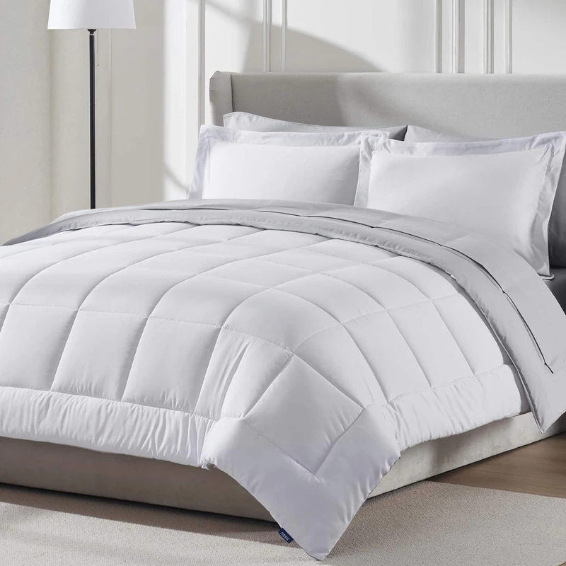 Nestl Comforter Set, Microfiber Polyester, White, Queen