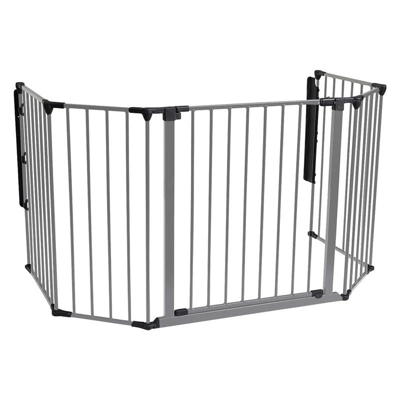 Safetots Multi Panel Fire Surround, 51cm Deep x 138cm Wide, Grey, 70cm Tall, Child and Pet Fire Safety, Baby and Toddler Fire Guard, Safety Barrier for Fireplaces, Easy Installation