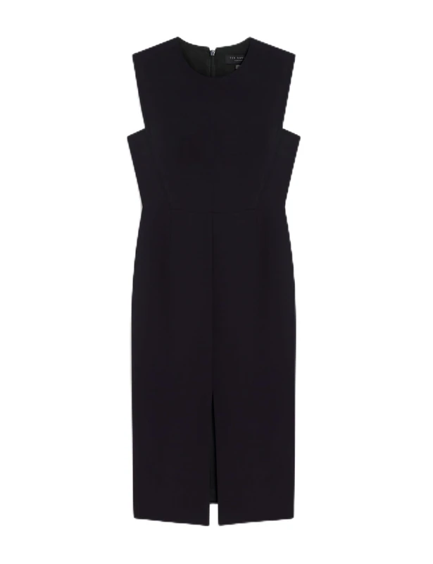 Ted Baker Womens Manabdl Tailored Midi with Front Split Business Casual Dress, Navy, 18 UK