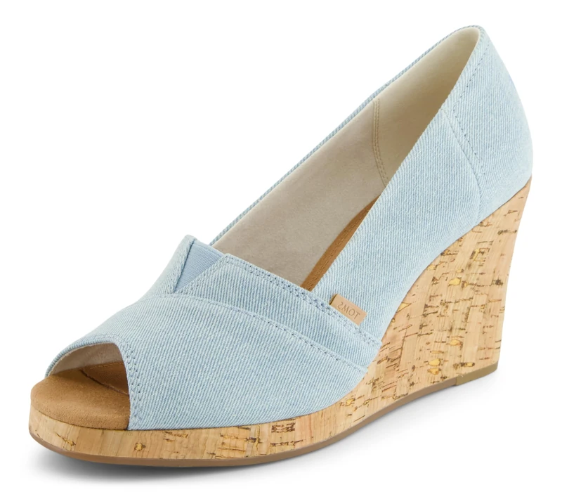 TOMS Women's Classic Espadrille Wedge Sandal, Pastel Blue, 5 UK
