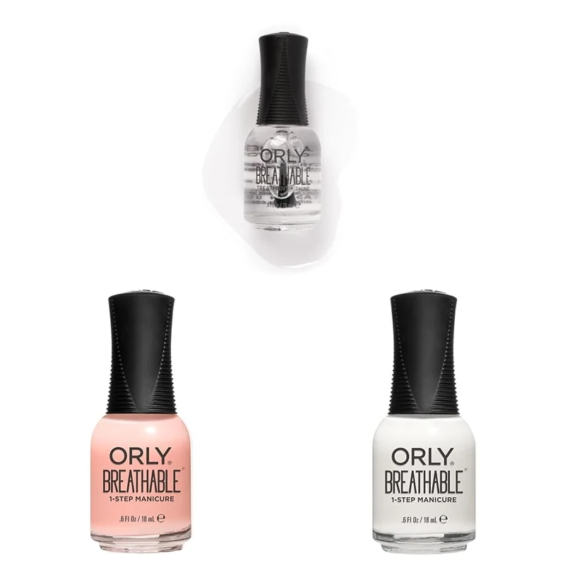 Orly Light Manicure Set (Pack of 3) - Orly White Tips + Orly Kiss Me I'm Kind + Orly Shine NailPolish