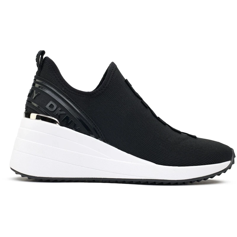 DKNY Women's Keeva-Wedge Sneaker, Black, 4 UK
