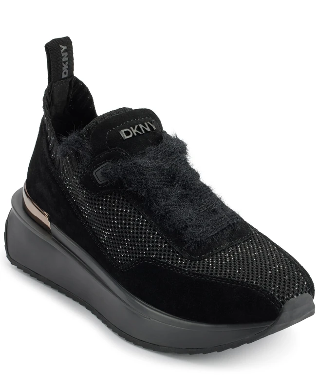 DKNY Women's Aveline-Lace Up Sneaker, Black, 7 UK