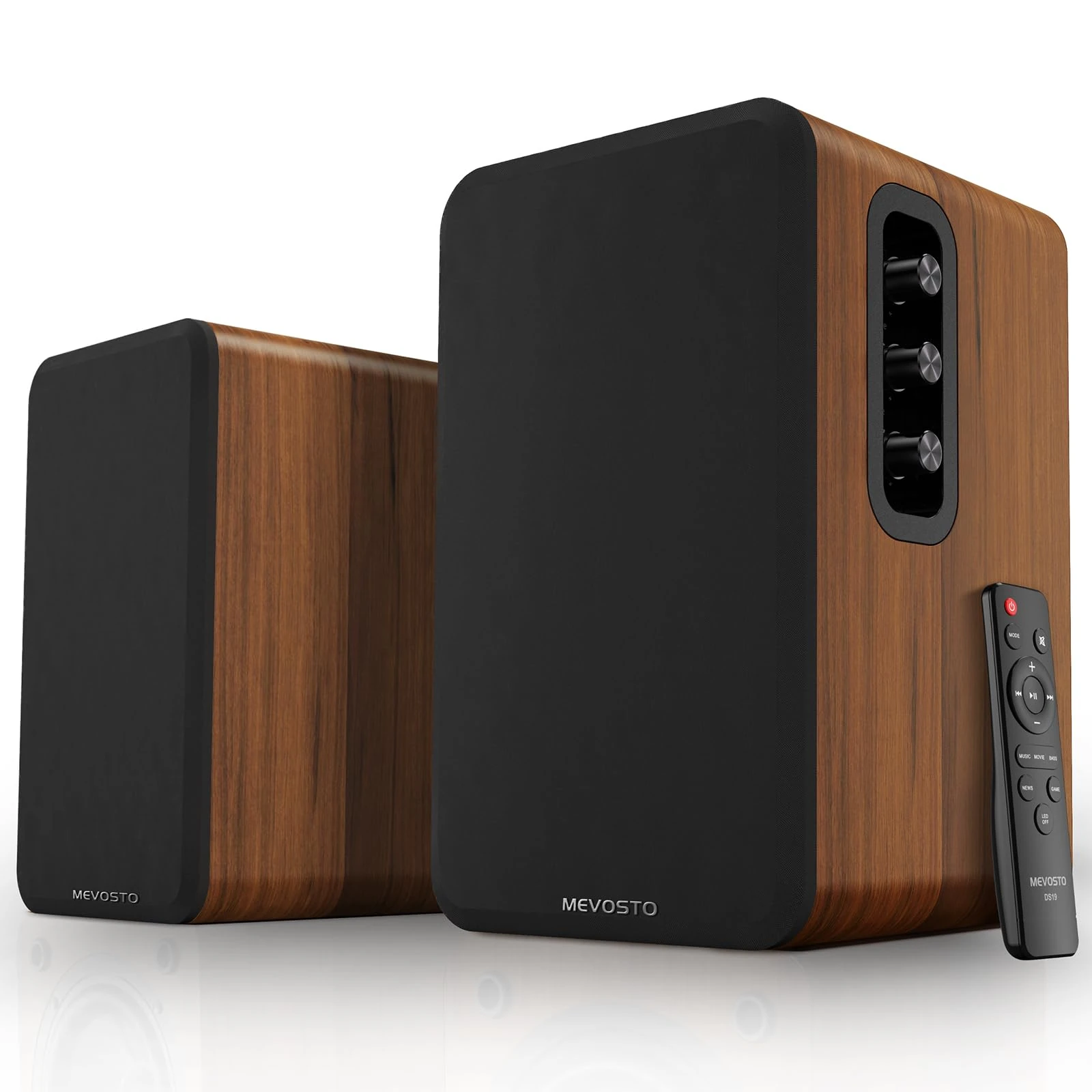 Active Bookshelf Speakers 42W RMS - BT 5.4 Wireless Speaker with 5 Inch Woofer, Silk Dome Tweeter PC Speakers - USB Digital Audio Studio Monitors Bass & Treble Adjust AUX Input for Record Player TV