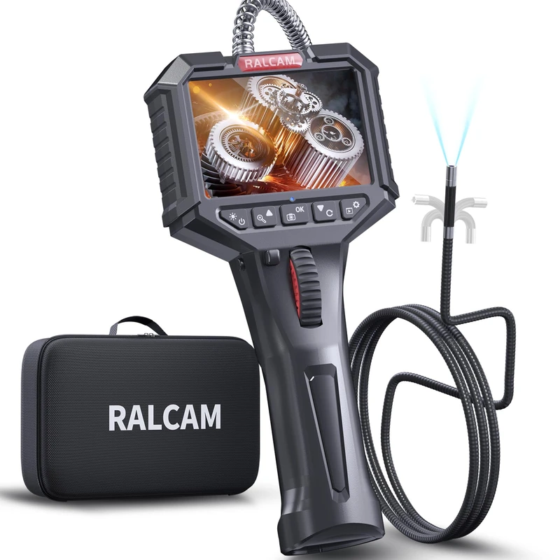 RALCAM Two-Way Articulating Borescope, 3.5" Industrial Endoscope Camera with Light Semi-Rigid Video Inspection for Automotive Engine, HVAC, Mechanical, Wall (8.5MM-3.3FT Semi-Rigid) - Image 1