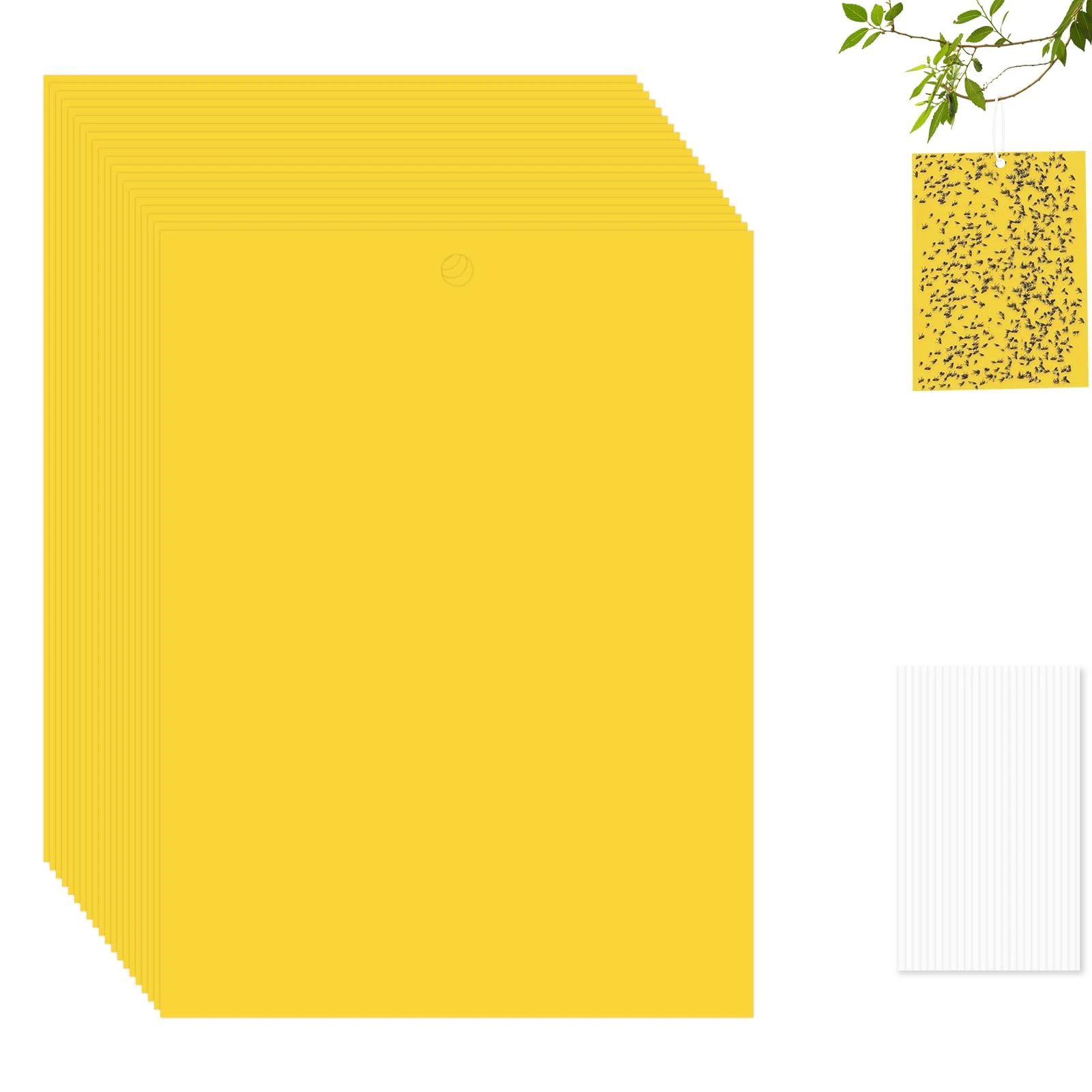 GOTRUST 20Pcs Yellow Fly Control Stickers, 15x20cm Double-Sided Plant Fly Catcher, Fruit Flies Trap, Insect Gnat Trap for Mosquitos, Flying Aphid, Whiteflies, Fungus Gnat and Vermin
