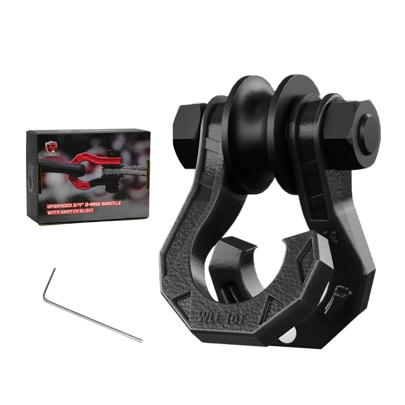 AMBULL D-Ring Split Shackle with Snatch Block, 3/4" Split Shackles with Snatch Block Pulley, Heavy Duty Shackle for Tow Winch, Pulley for Recovery