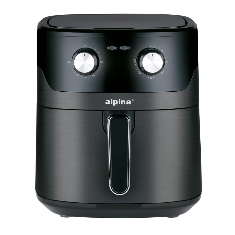 alpina Air Fryer XL - Hot Air Fryer 6L - Air Fryer for 4 to 6 People - Hot Air Fryer with Adjustable Temperature from 80°C to 200°C - Timer up to 60 Minutes - Black - Image 1