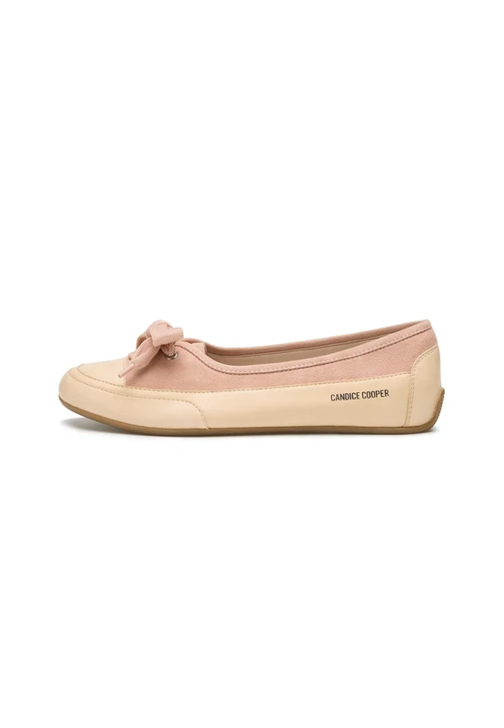 Candice Cooper Candy Bow Vintage Leather Ballet Flats, Ecru Ancient Rose, 4.5 UK