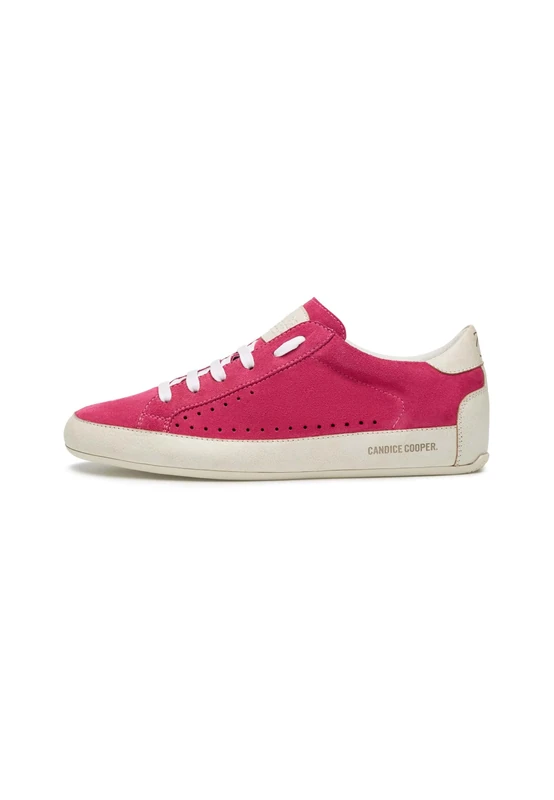 Candice Cooper Leather and Suede Sneakers, Beige White Fuchsia, 9.5 UK