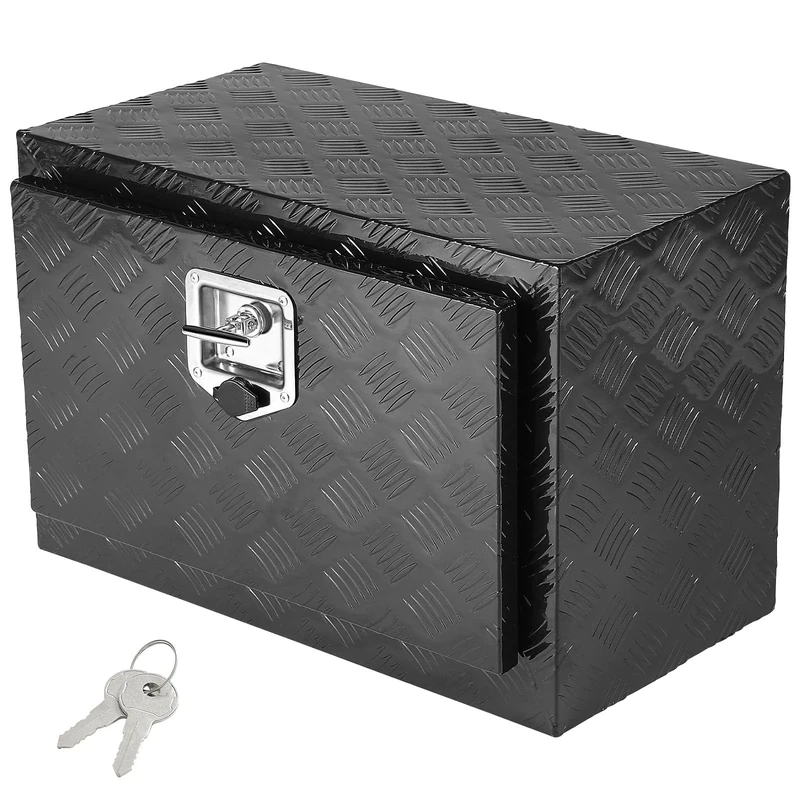 VEVOR Underbody Truck Box, 24" x 14" x 16" Pickup Storage Box, Heavy Duty Aluminum Diamond Plate Tool Box with Lock and Keys, Waterproof Trailer Storage Box with T-Handle Latch for Truck, Van, Trailer