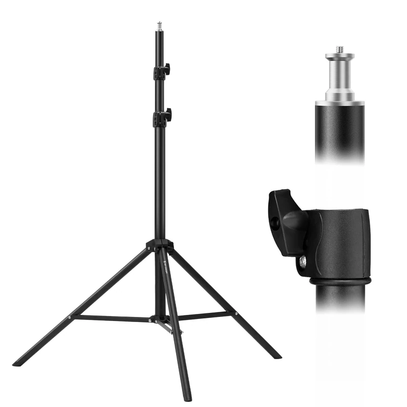 K&F CONCEPT 9.2ft/2.8m Stainless Steel Light Stand, Spring Cushioned Heavy Duty Photography Tripod Stand with 1/4” to 3/8” Universal Screw Adapter for Strobe,LED Video Light,Ring Light, Softbox