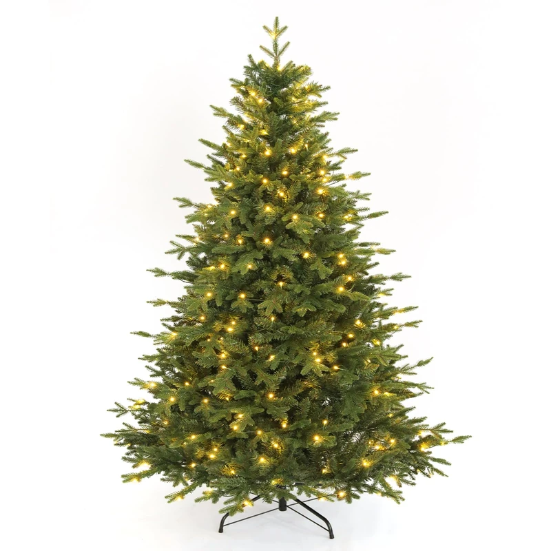 Himimi Pre-lit Christmas Tree 6ft, PE Tips Artificial Xmas Tree with Warm White LED Lights, Bushy 1200 Green Spruce Branch Tips, Realistic Full Christmas Tree for Home Office Holiday Winter Decor