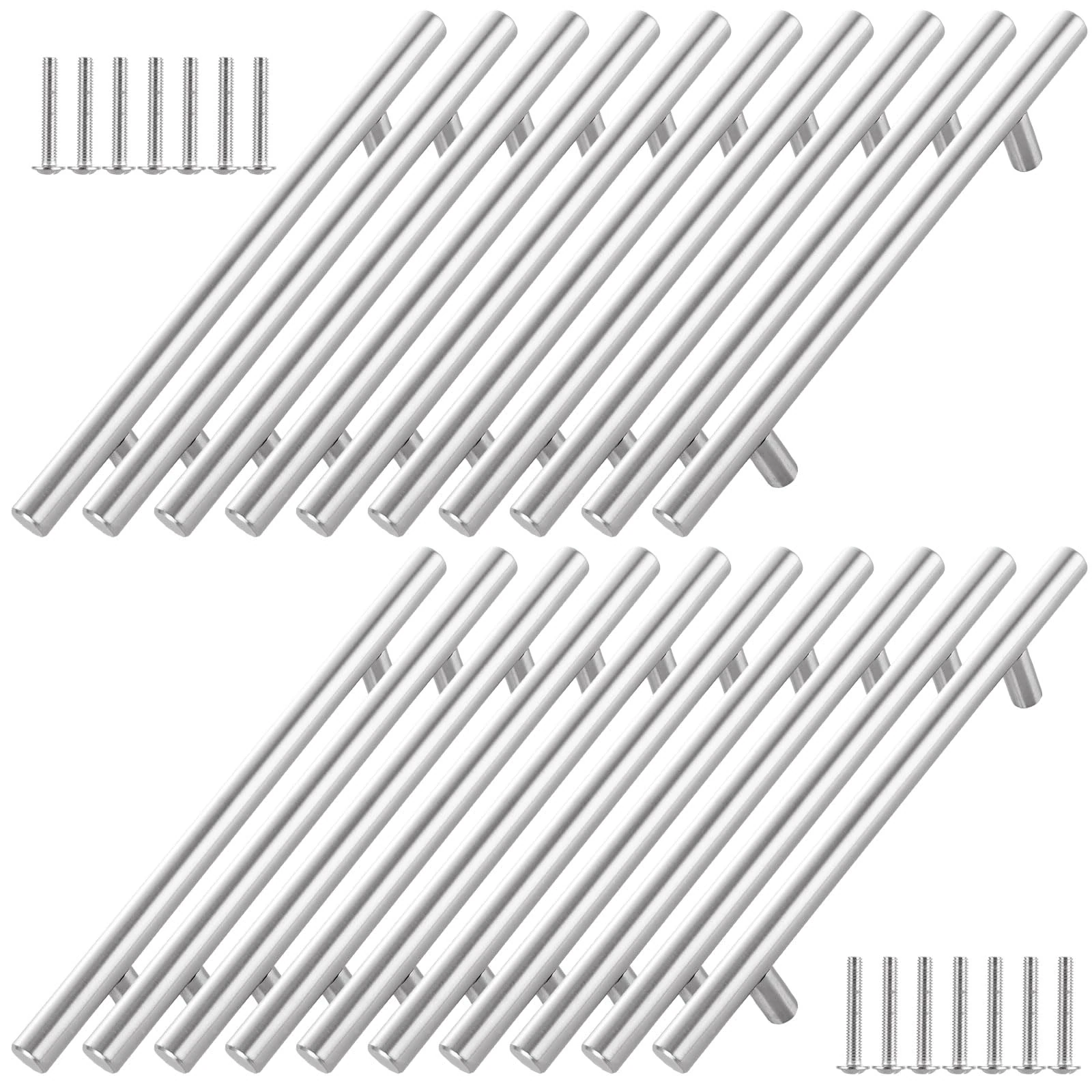 Cyeer Silver Cupboard Handles, 160mm Hole Center, Stainless Steel T Bar Wardrobe Pulls (Overall Length:250mm)