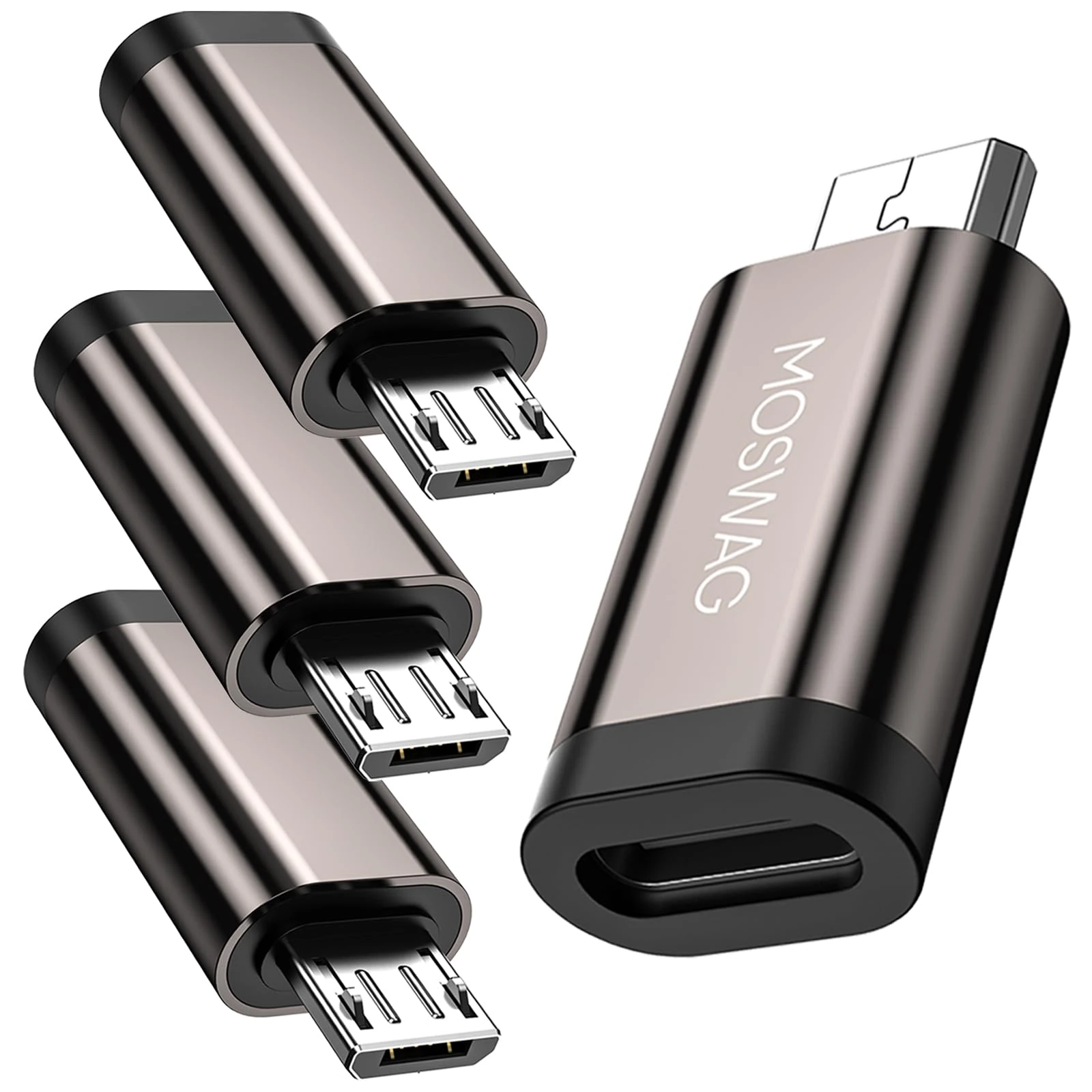 MOSWAG Micro Adapter (4 Pack) USB C Female to Micro Male Adapter, Micro to USB C Connector for Samsung Galaxy S7 Edge, Nexus 5, Nexus 6