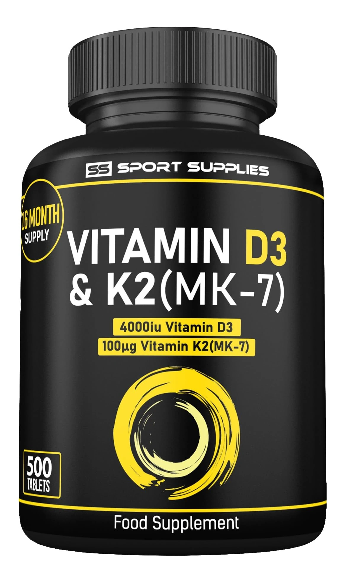 Vitamin D3 K2-500 Micro Tablets - 16 Month Supply - Vitamin d3 4000 iu and k2 100μg (MK7) - Vegetarian and UK Manufacture - Supports Immune Sytem & Bone Health