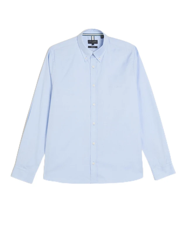 Ted Baker Mens Allarde Ls Regular Branded Oxford Shirt, Lt-Blue, S UK