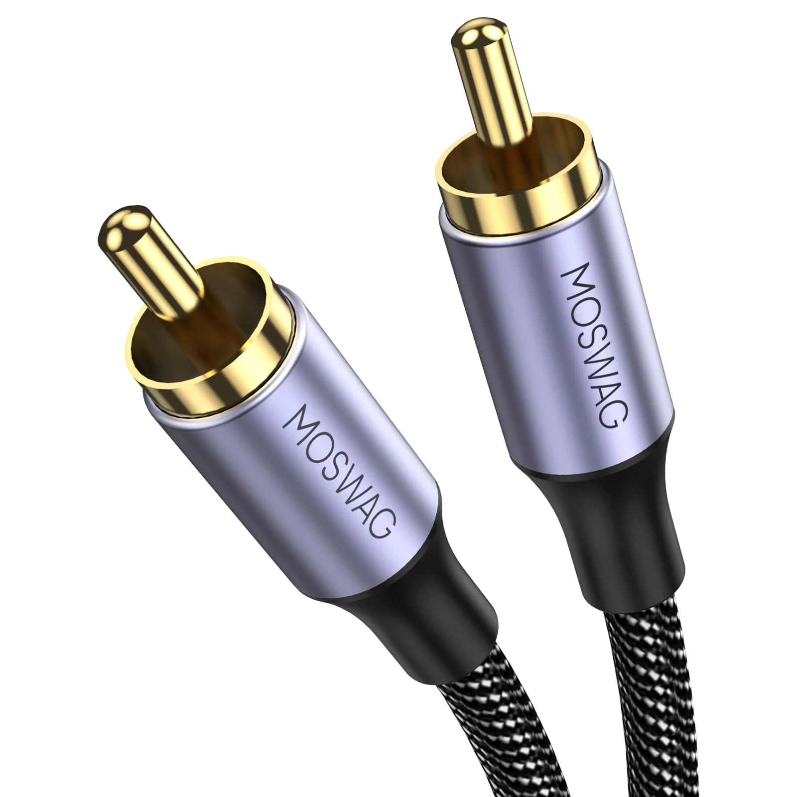 MOSWAG RCA Coaxial Audio Cable rca to rca Male Coaxial 24K Plated Nylon Knitting,Suitable for Home Theaters, Audio Systems, PS3, Wii, Car Audio Systems, Speakers, DVD Players and Other Places